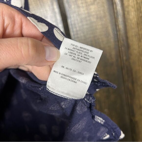 Maeve Anthropologie Clemente Cotton Top Women's Size XL Navy Blue Dots - Picture 8 of 11